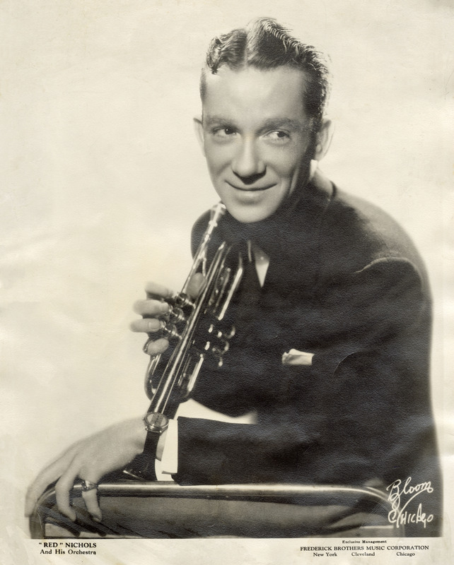 Photograph of Red Nichols with a cornet