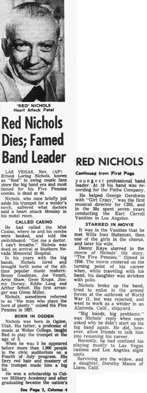 Red Nichols' Obituary